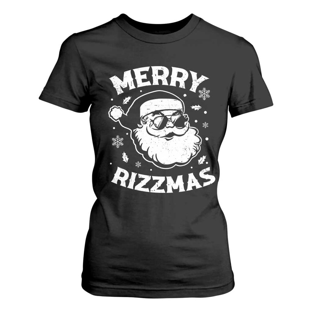 Funny Christmas Santa Claus T Shirt For Women Merry Rizzmas Kids Teens School TS10 Black Print Your Wear