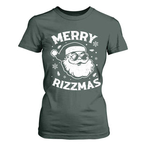 Funny Christmas Santa Claus T Shirt For Women Merry Rizzmas Kids Teens School TS10 Dark Forest Green Print Your Wear