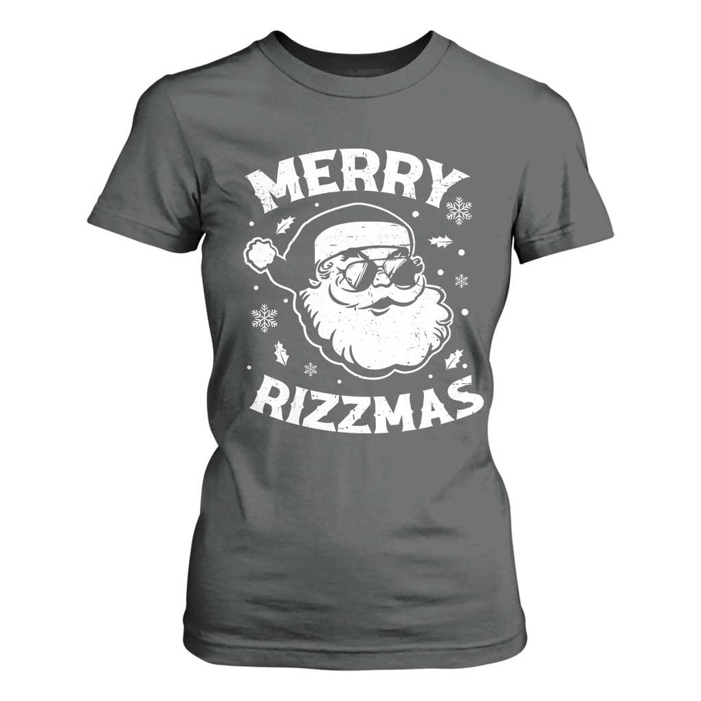 Funny Christmas Santa Claus T Shirt For Women Merry Rizzmas Kids Teens School TS10 Dark Heather Print Your Wear