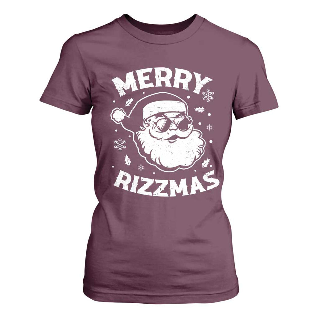 Funny Christmas Santa Claus T Shirt For Women Merry Rizzmas Kids Teens School TS10 Maroon Print Your Wear