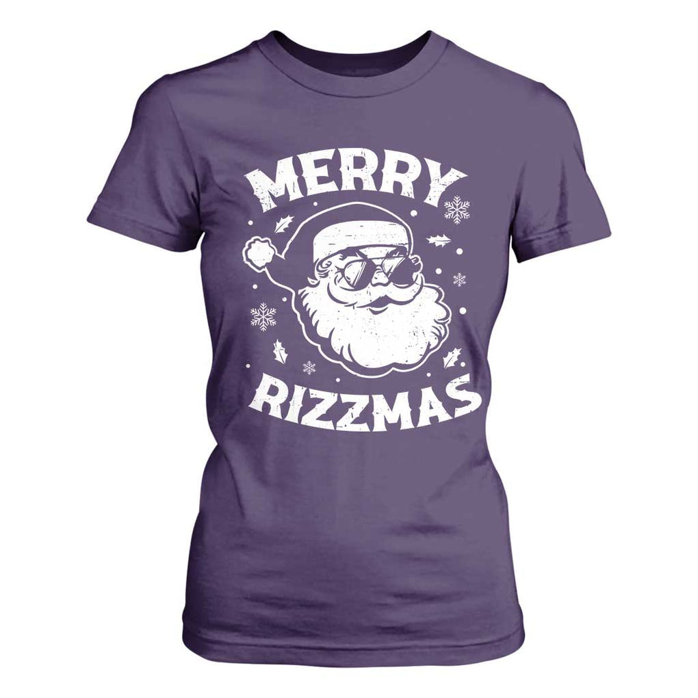 Funny Christmas Santa Claus T Shirt For Women Merry Rizzmas Kids Teens School TS10 Purple Print Your Wear