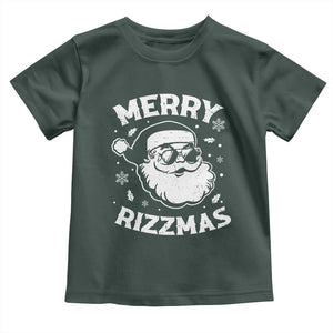 Funny Christmas Santa Claus Toddler T Shirt Merry Rizzmas Kids Teens School TS10 Dark Forest Green Print Your Wear