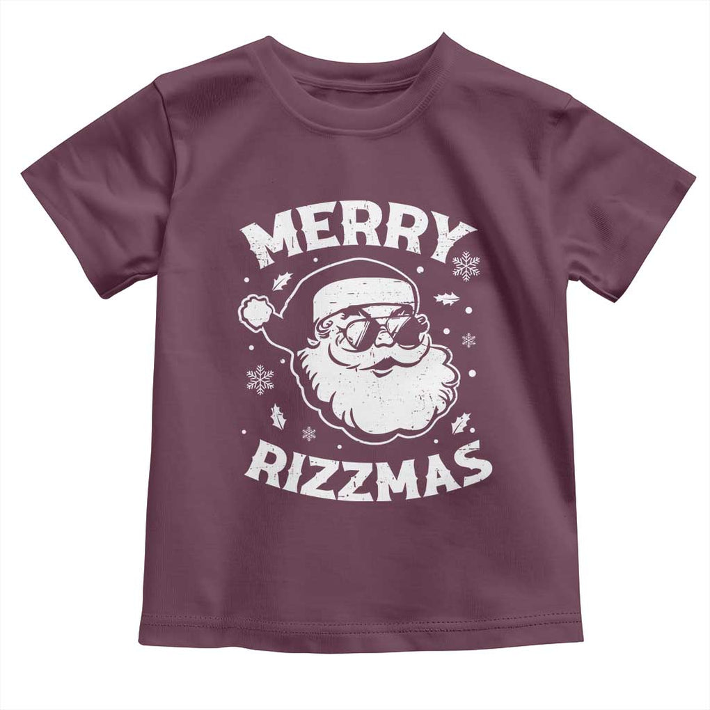 Funny Christmas Santa Claus Toddler T Shirt Merry Rizzmas Kids Teens School TS10 Maroon Print Your Wear