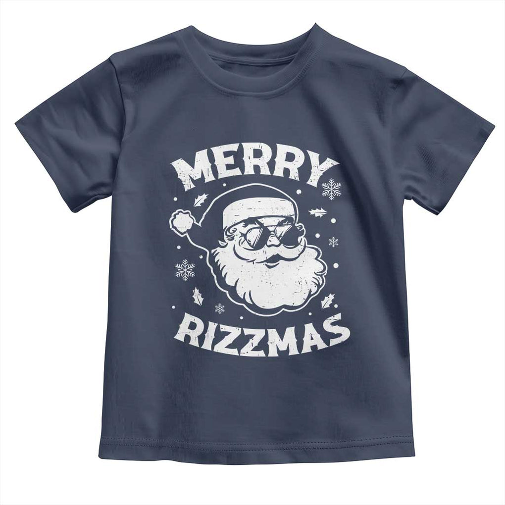 Funny Christmas Santa Claus Toddler T Shirt Merry Rizzmas Kids Teens School TS10 Navy Print Your Wear