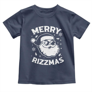 Funny Christmas Santa Claus Toddler T Shirt Merry Rizzmas Kids Teens School TS10 Navy Print Your Wear