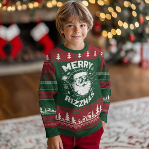 Funny Xmas Santa Claus Ugly Christmas Sweater Merry Rizzmas Kids Teens School TS10 Christmas Print Your Wear
