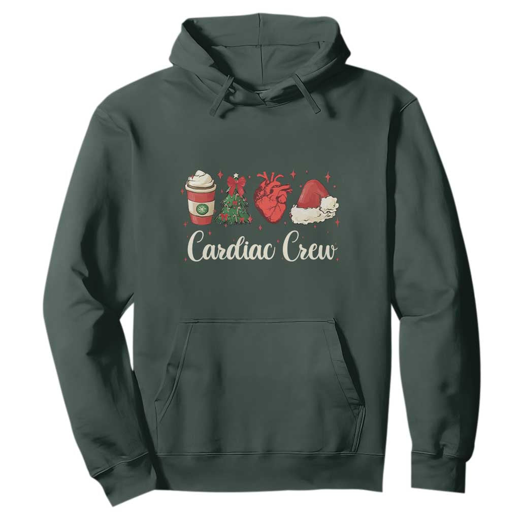 Christmas Cardiac Nurse Hoodie Cardiac Crew Anatomical Xmas Heart Anatomy Tree Bow TS10 Dark Forest Green Print Your Wear