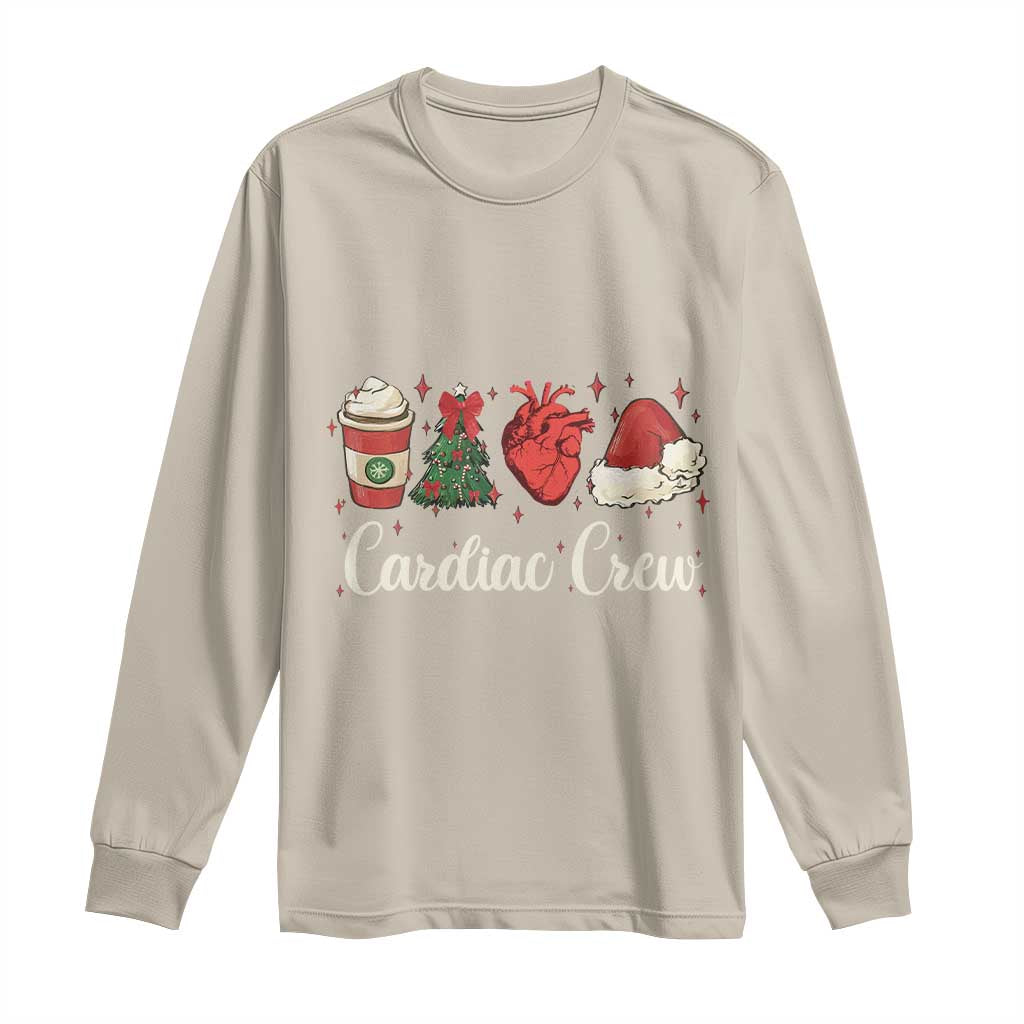 Christmas Cardiac Nurse Long Sleeve Shirt Cardiac Crew Anatomical Xmas Heart Anatomy Tree Bow TS10 Sand Print Your Wear