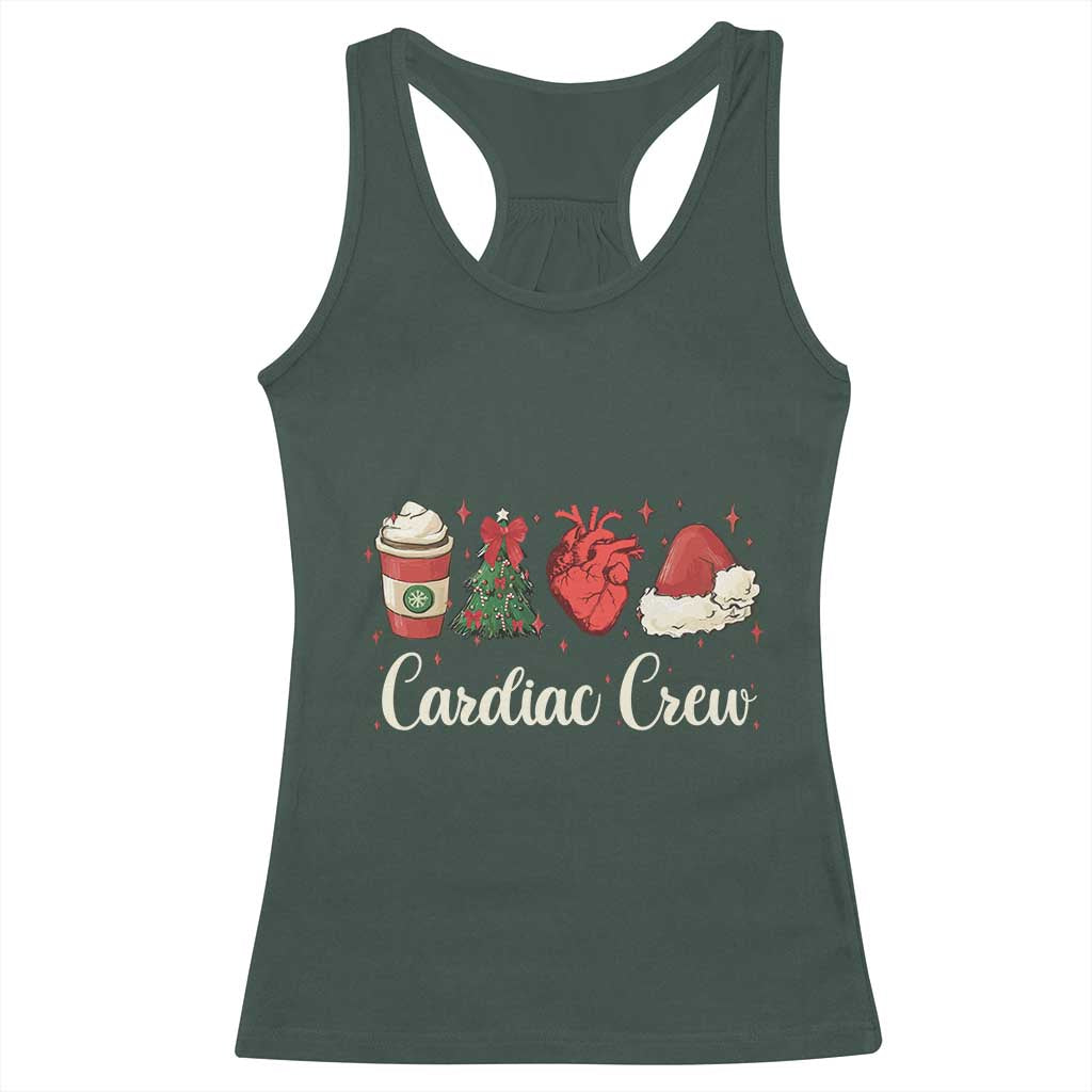 Christmas Cardiac Nurse Racerback Tank Top Cardiac Crew Anatomical Xmas Heart Anatomy Tree Bow TS10 Dark Forest Green Print Your Wear