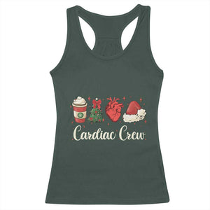 Christmas Cardiac Nurse Racerback Tank Top Cardiac Crew Anatomical Xmas Heart Anatomy Tree Bow TS10 Dark Forest Green Print Your Wear