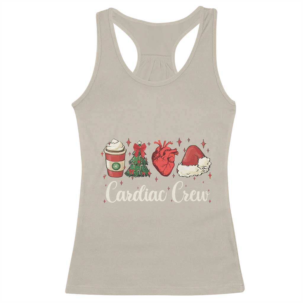 Christmas Cardiac Nurse Racerback Tank Top Cardiac Crew Anatomical Xmas Heart Anatomy Tree Bow TS10 Sand Print Your Wear