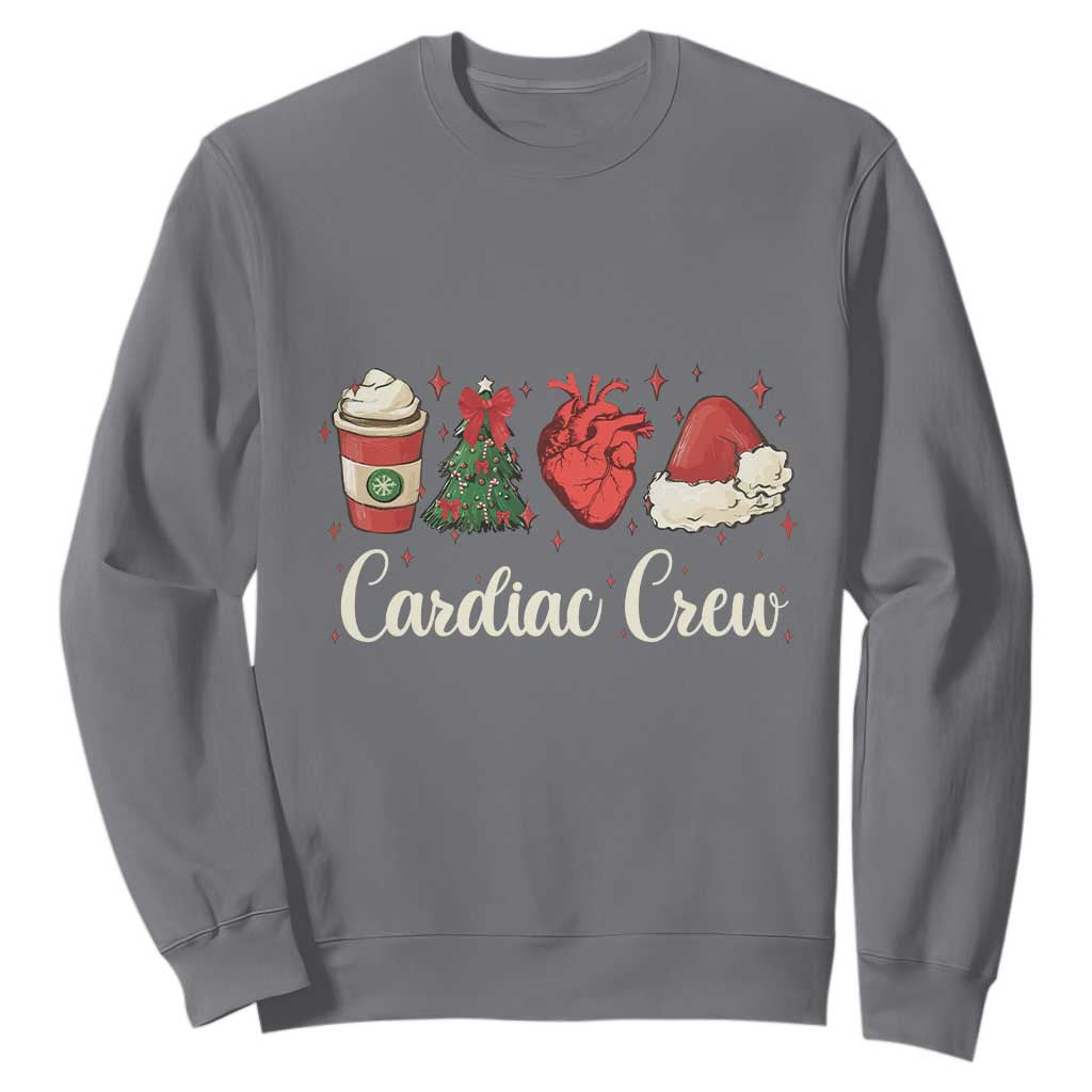 Christmas Cardiac Nurse Sweatshirt Cardiac Crew Anatomical Xmas Heart Anatomy Tree Bow TS10 Charcoal Print Your Wear