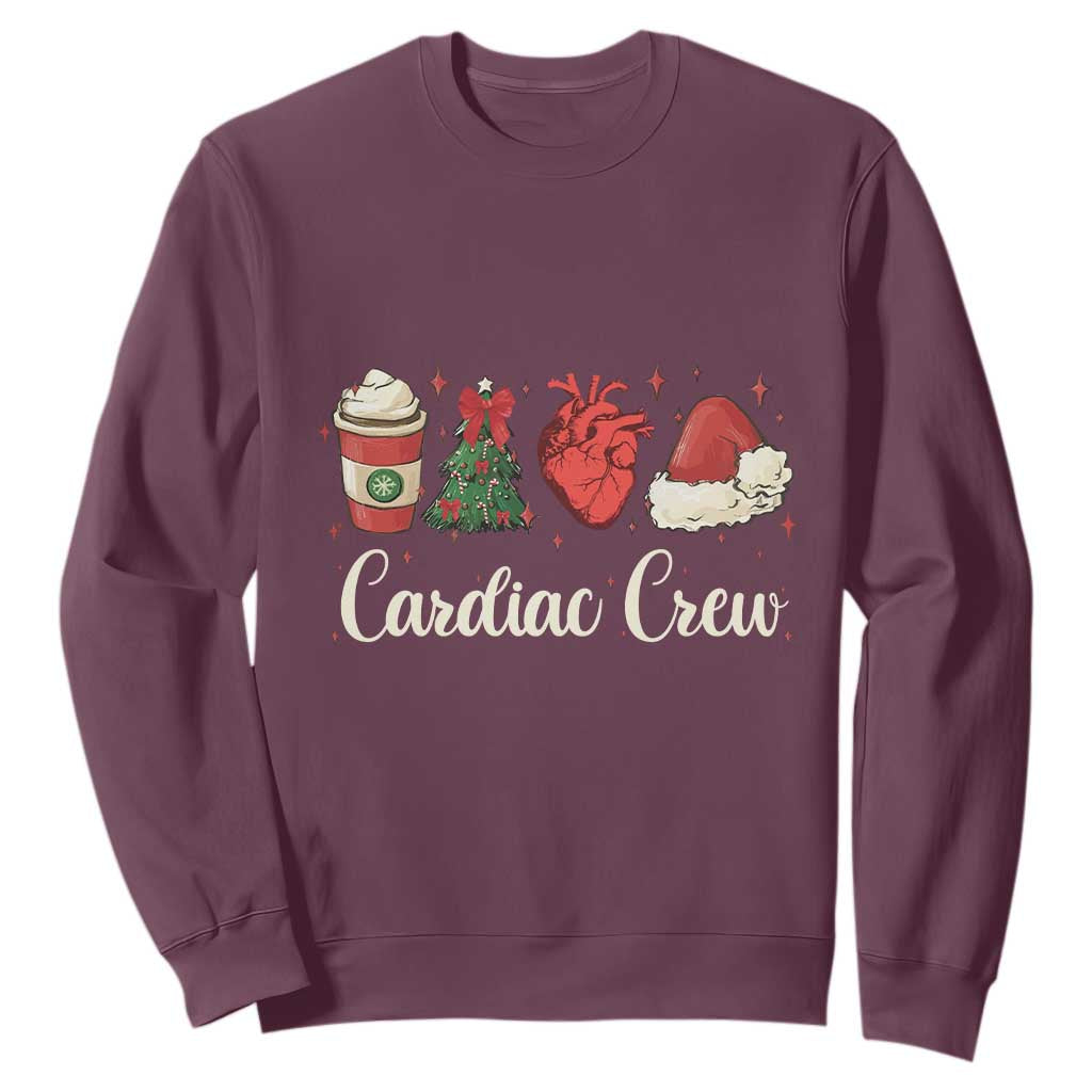 Christmas Cardiac Nurse Sweatshirt Cardiac Crew Anatomical Xmas Heart Anatomy Tree Bow TS10 Maroon Print Your Wear