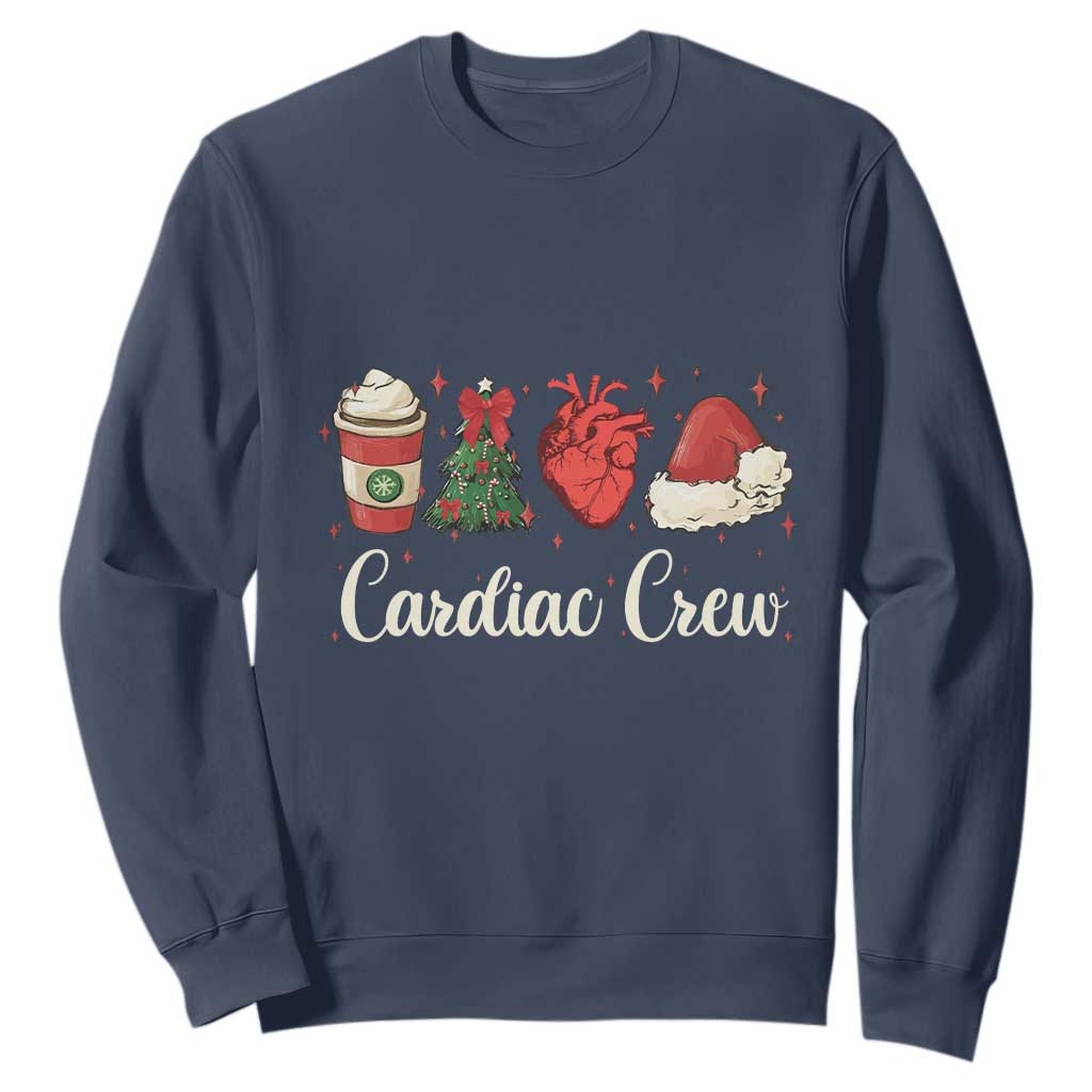 Christmas Cardiac Nurse Sweatshirt Cardiac Crew Anatomical Xmas Heart Anatomy Tree Bow TS10 Navy Print Your Wear