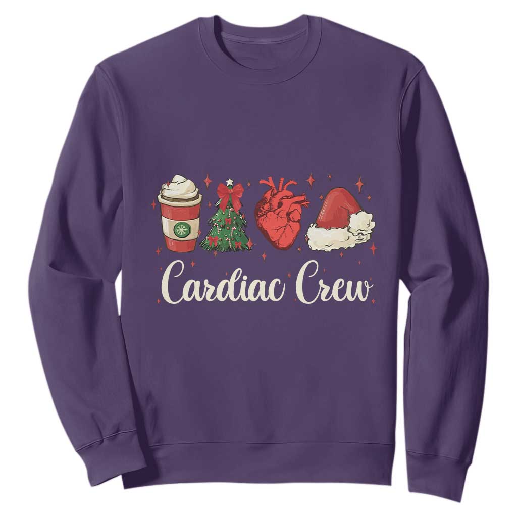 Christmas Cardiac Nurse Sweatshirt Cardiac Crew Anatomical Xmas Heart Anatomy Tree Bow TS10 Purple Print Your Wear
