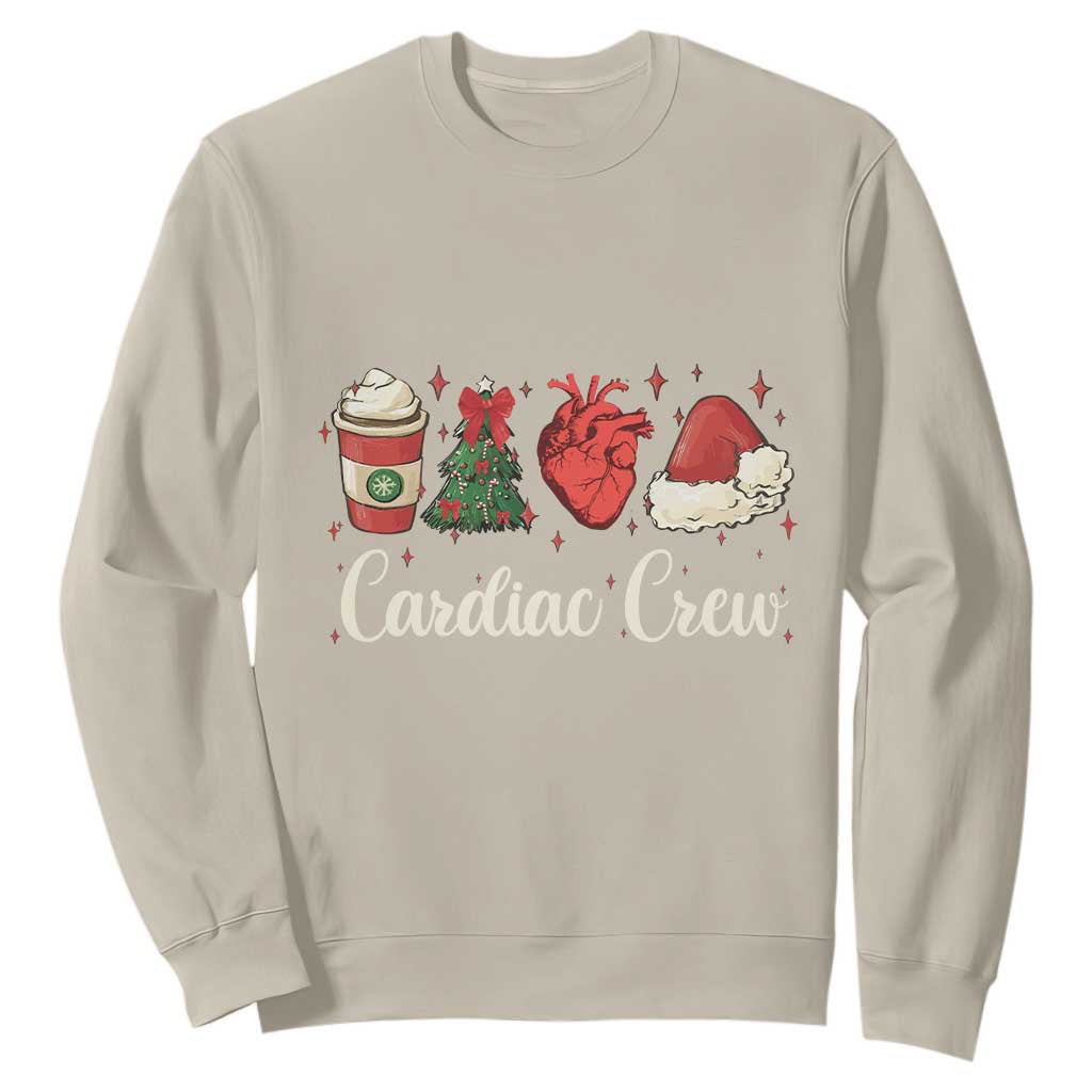 Christmas Cardiac Nurse Sweatshirt Cardiac Crew Anatomical Xmas Heart Anatomy Tree Bow TS10 Sand Print Your Wear