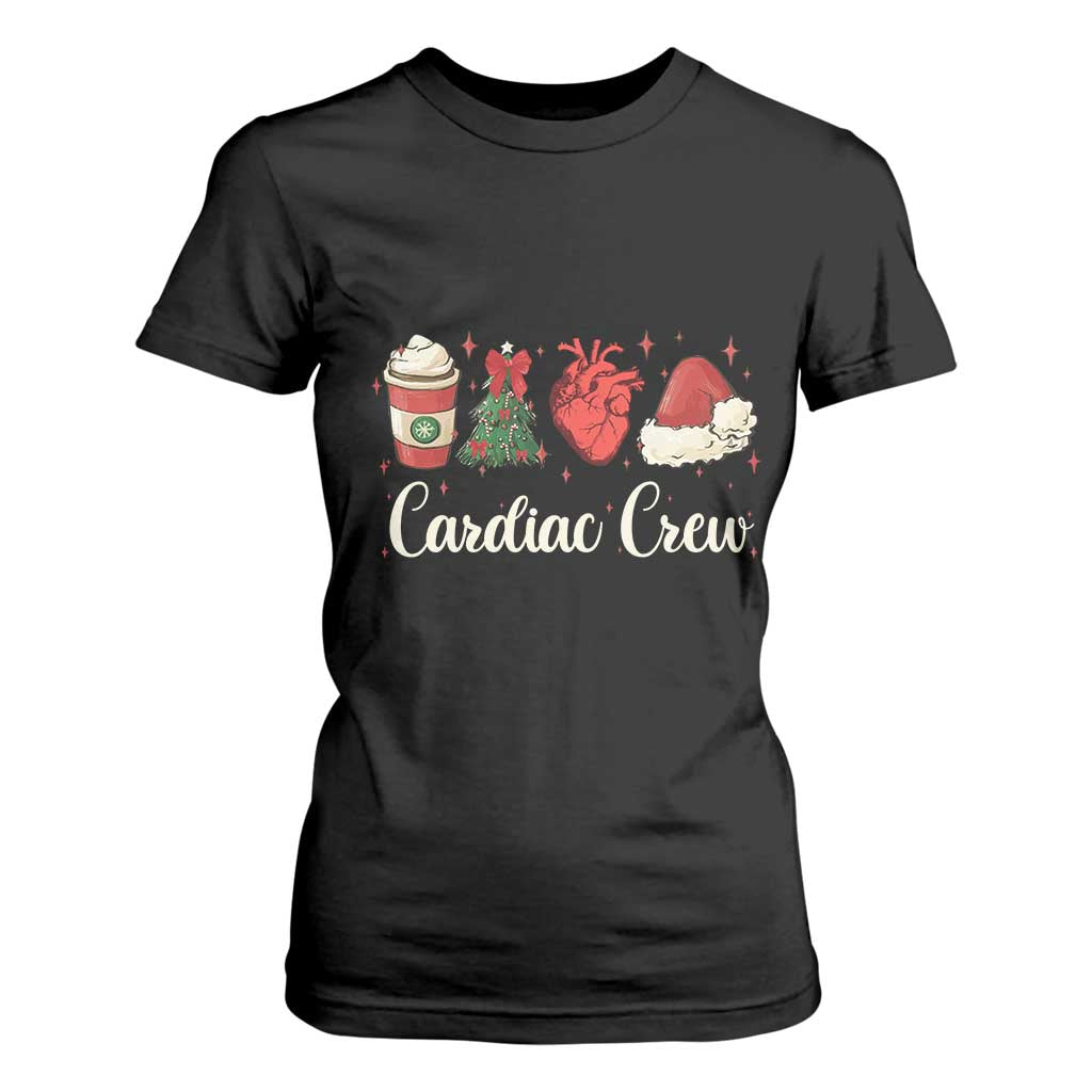 Christmas Cardiac Nurse T Shirt For Women Cardiac Crew Anatomical Xmas Heart Anatomy Tree Bow TS10 Black Print Your Wear