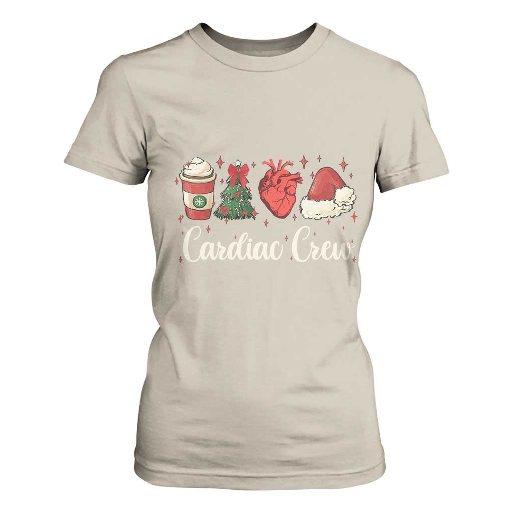 Christmas Cardiac Nurse T Shirt For Women Cardiac Crew Anatomical Xmas Heart Anatomy Tree Bow TS10 Sand Print Your Wear