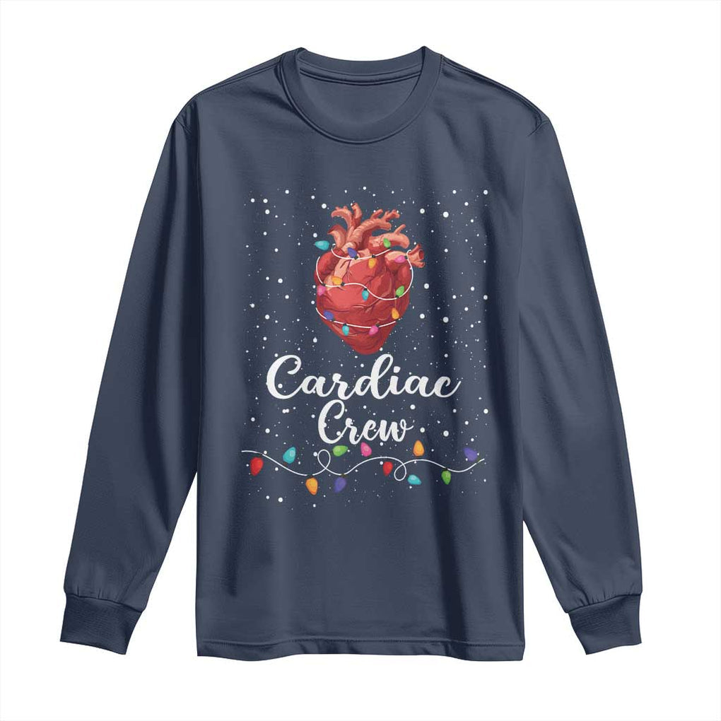 Christmas Cardiac Nurse Long Sleeve Shirt Cardiac Crew Anatomical Anatomy Xmas Heart With Lights TS10 Navy Print Your Wear