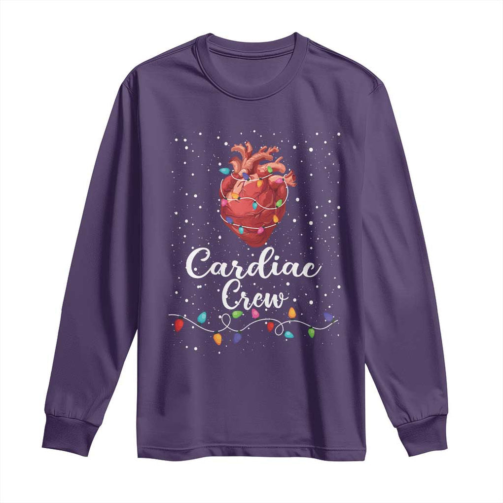 Christmas Cardiac Nurse Long Sleeve Shirt Cardiac Crew Anatomical Anatomy Xmas Heart With Lights TS10 Purple Print Your Wear