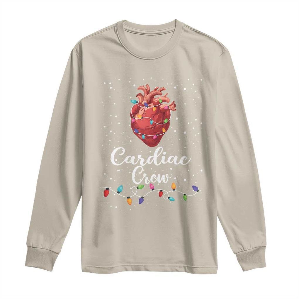 Christmas Cardiac Nurse Long Sleeve Shirt Cardiac Crew Anatomical Anatomy Xmas Heart With Lights TS10 Sand Print Your Wear