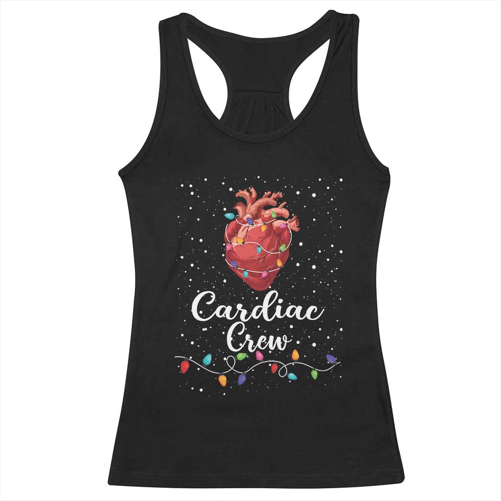 Christmas Cardiac Nurse Racerback Tank Top Cardiac Crew Anatomical Anatomy Xmas Heart With Lights TS10 Black Print Your Wear