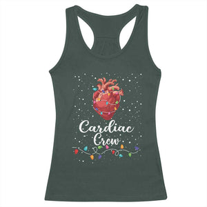 Christmas Cardiac Nurse Racerback Tank Top Cardiac Crew Anatomical Anatomy Xmas Heart With Lights TS10 Dark Forest Green Print Your Wear