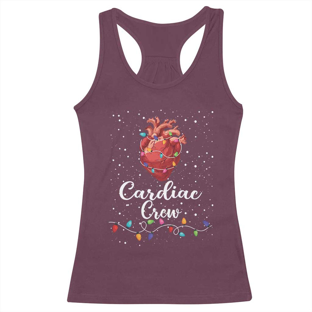 Christmas Cardiac Nurse Racerback Tank Top Cardiac Crew Anatomical Anatomy Xmas Heart With Lights TS10 Maroon Print Your Wear