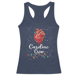 Christmas Cardiac Nurse Racerback Tank Top Cardiac Crew Anatomical Anatomy Xmas Heart With Lights TS10 Navy Print Your Wear