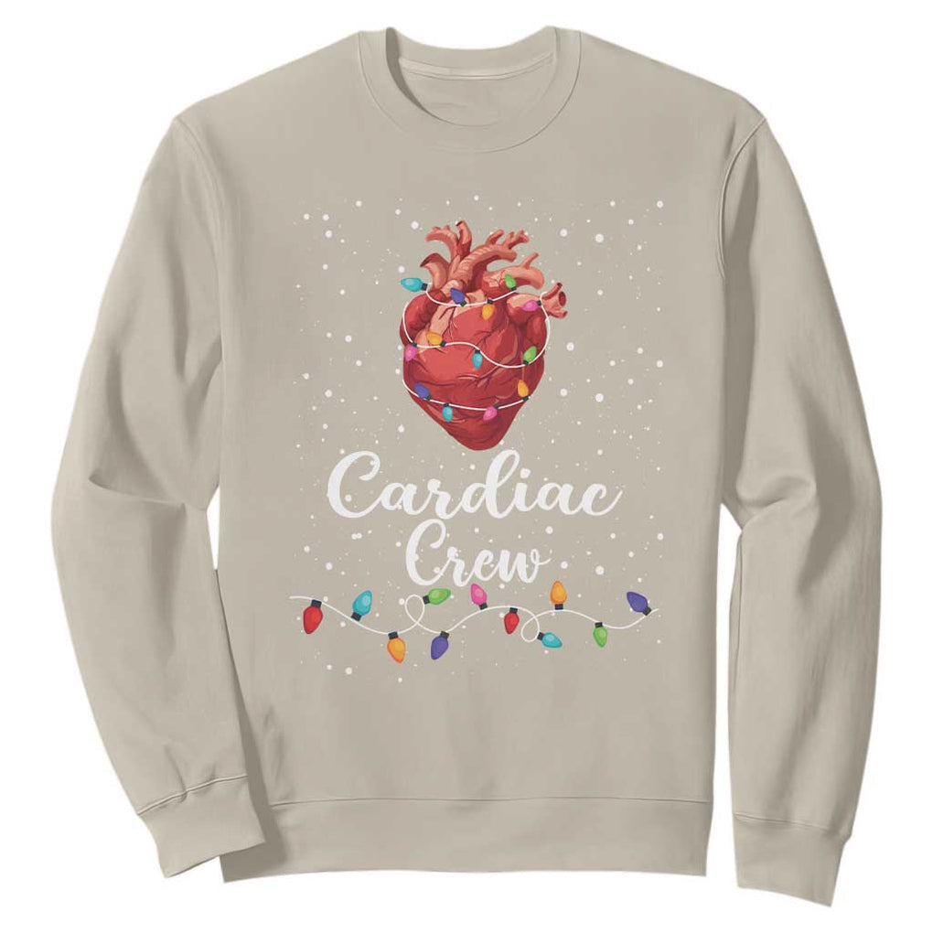 Christmas Cardiac Nurse Sweatshirt Cardiac Crew Anatomical Anatomy Xmas Heart With Lights TS10 Sand Print Your Wear