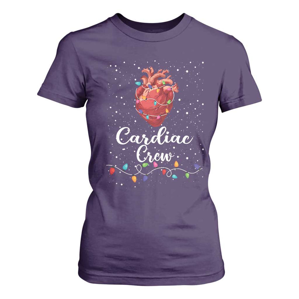 Christmas Cardiac Nurse T Shirt For Women Cardiac Crew Anatomical Anatomy Xmas Heart With Lights TS10 Purple Print Your Wear