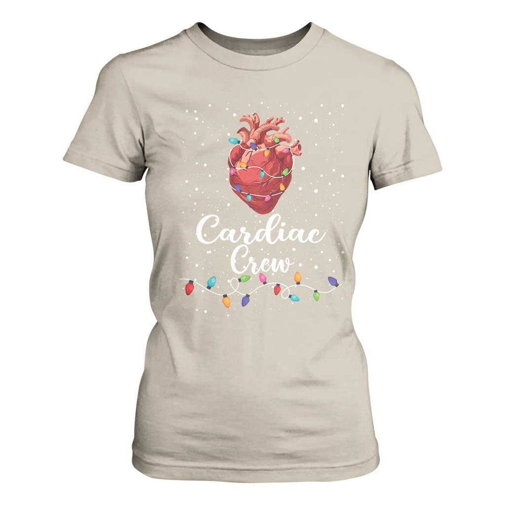 Christmas Cardiac Nurse T Shirt For Women Cardiac Crew Anatomical Anatomy Xmas Heart With Lights TS10 Sand Print Your Wear