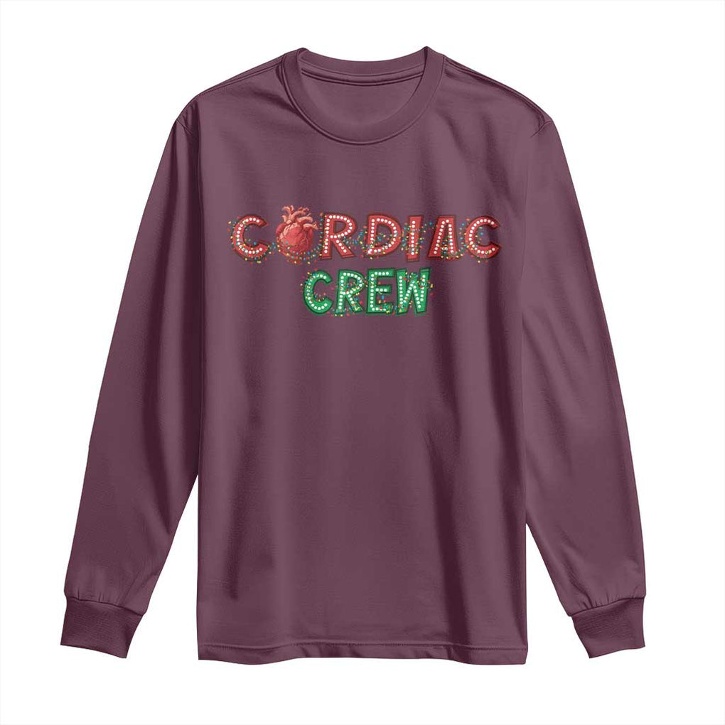 Christmas Cardiac Nurse Long Sleeve Shirt Cardiac Crew Anatomical Xmas Heart Anatomy Nurse Gift TS10 Maroon Print Your Wear