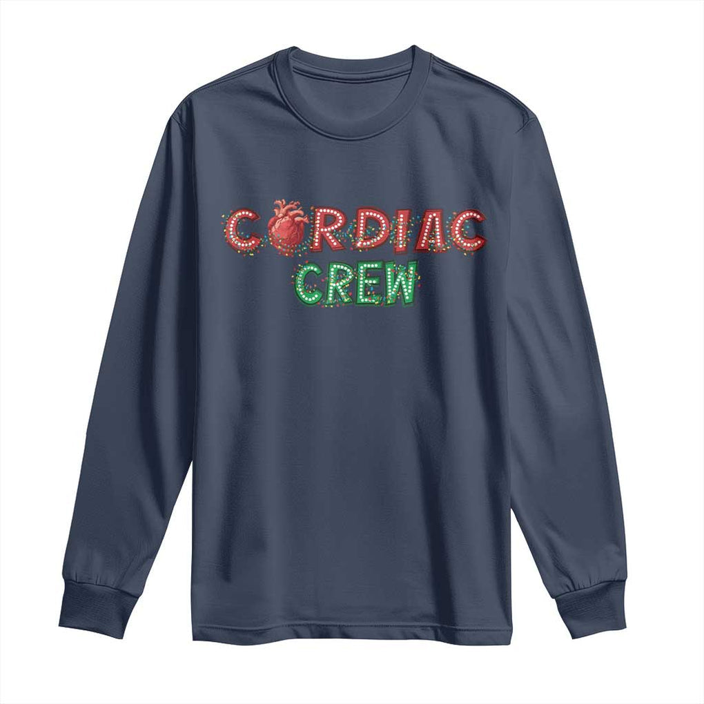 Christmas Cardiac Nurse Long Sleeve Shirt Cardiac Crew Anatomical Xmas Heart Anatomy Nurse Gift TS10 Navy Print Your Wear