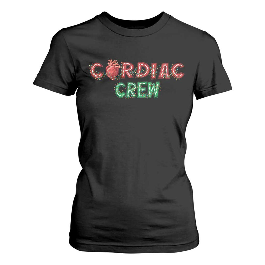 Christmas Cardiac Nurse T Shirt For Women Cardiac Crew Anatomical Xmas Heart Anatomy Nurse Gift TS10 Black Print Your Wear