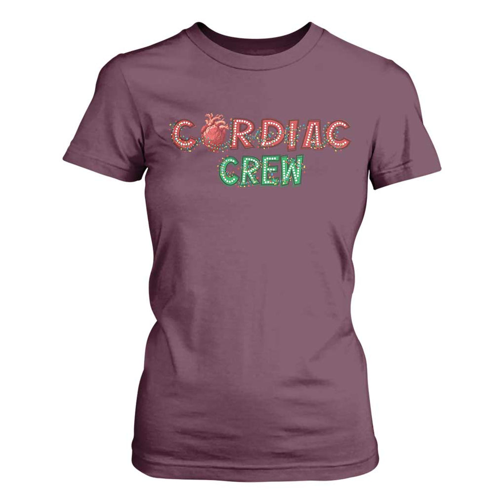 Christmas Cardiac Nurse T Shirt For Women Cardiac Crew Anatomical Xmas Heart Anatomy Nurse Gift TS10 Maroon Print Your Wear
