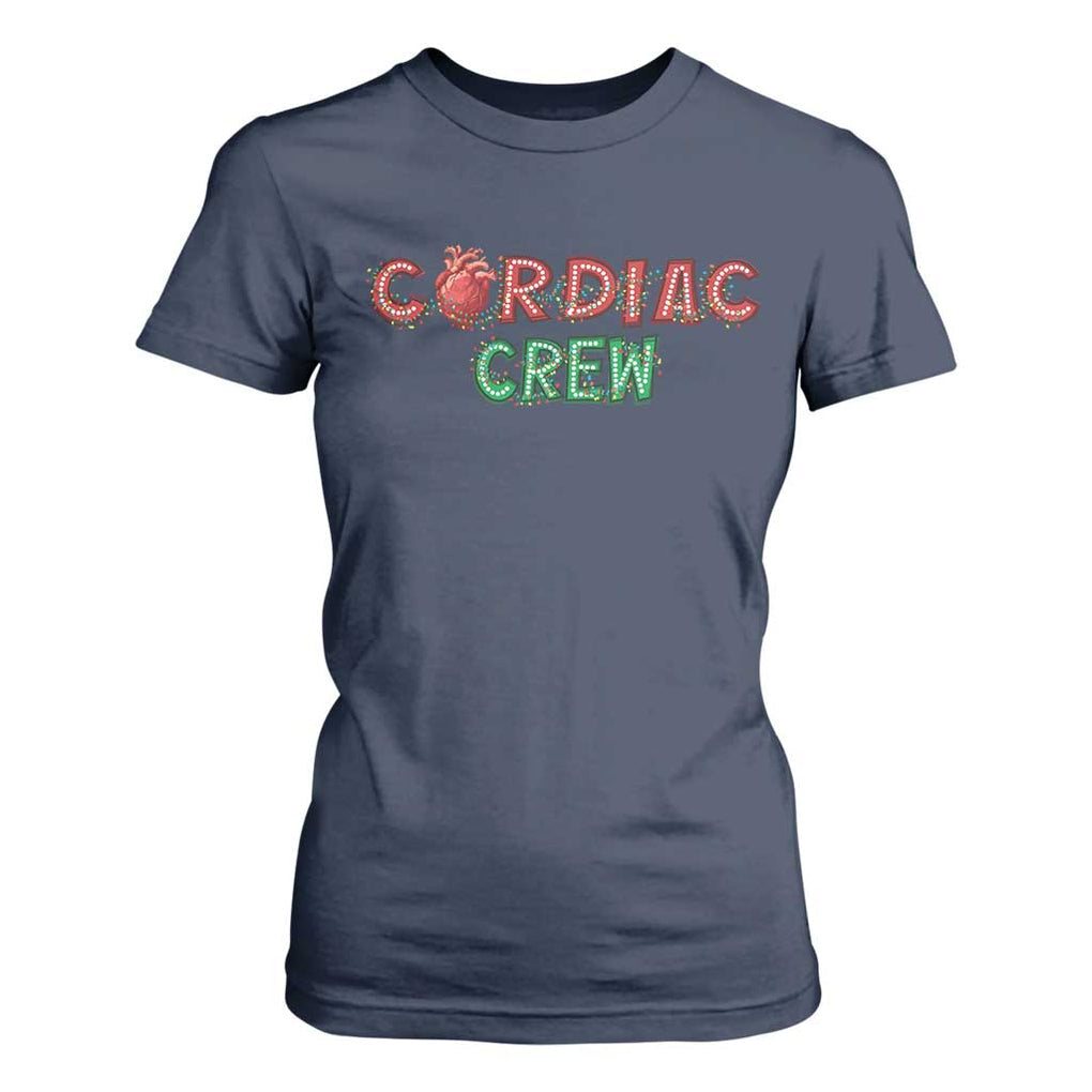 Christmas Cardiac Nurse T Shirt For Women Cardiac Crew Anatomical Xmas Heart Anatomy Nurse Gift TS10 Navy Print Your Wear