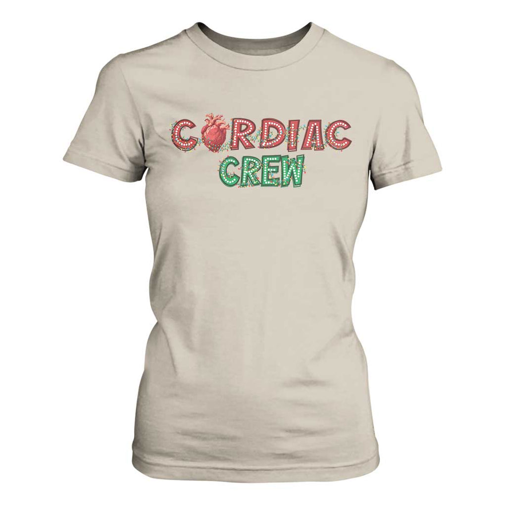 Christmas Cardiac Nurse T Shirt For Women Cardiac Crew Anatomical Xmas Heart Anatomy Nurse Gift TS10 Sand Print Your Wear