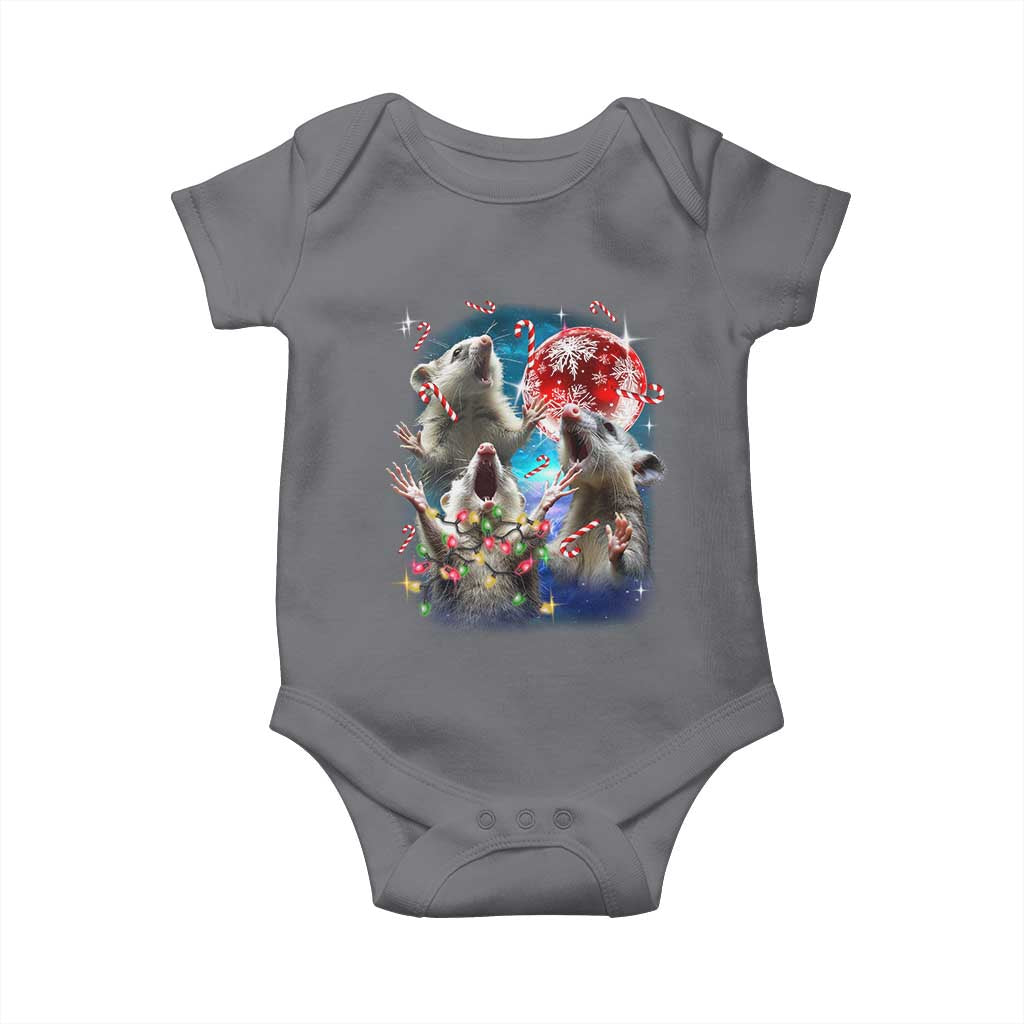 Possum Christmas Baby Onesie 3 Opossum Possum Funny Weird Cursed Meme TS10 Charcoal Print Your Wear