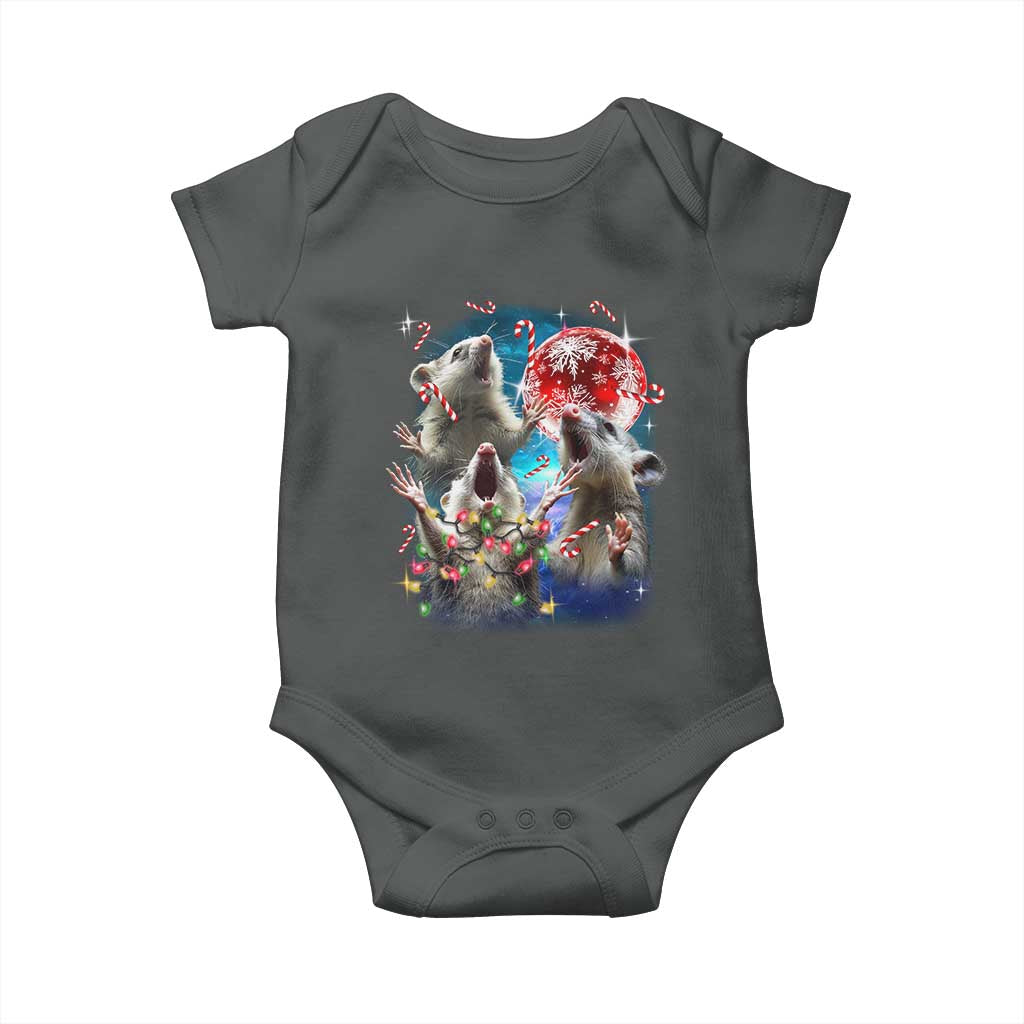 Possum Christmas Baby Onesie 3 Opossum Possum Funny Weird Cursed Meme TS10 Dark Heather Print Your Wear