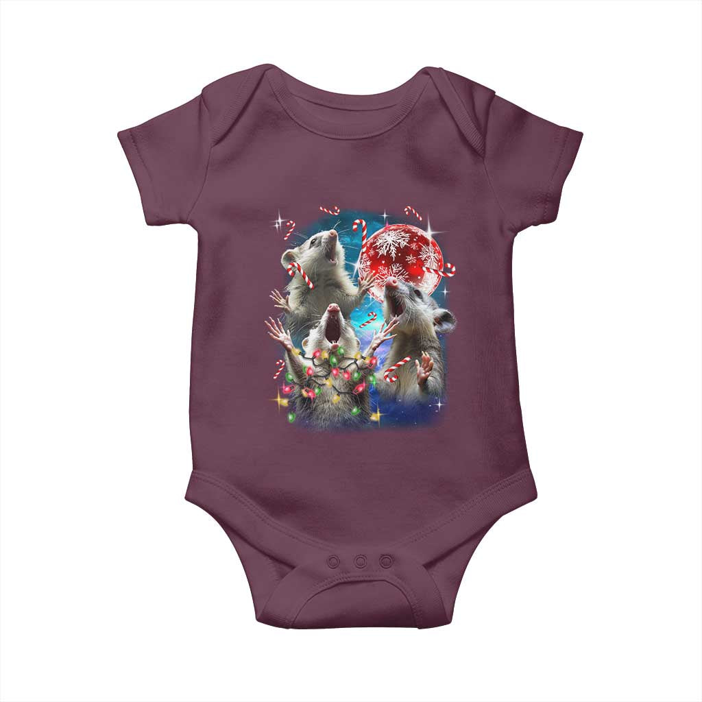 Possum Christmas Baby Onesie 3 Opossum Possum Funny Weird Cursed Meme TS10 Maroon Print Your Wear