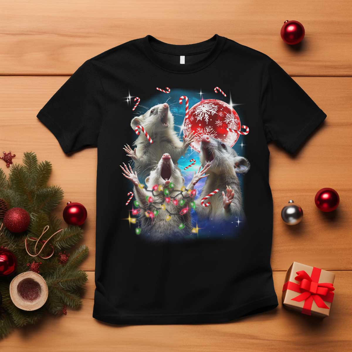 Possum Christmas T Shirt 3 Opossum Possum Funny Weird Cursed Meme TS10 Black Print Your Wear
