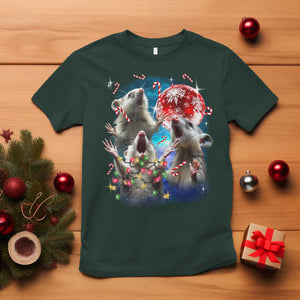Possum Christmas T Shirt 3 Opossum Possum Funny Weird Cursed Meme TS10 Dark Forest Green Print Your Wear