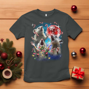 Possum Christmas T Shirt 3 Opossum Possum Funny Weird Cursed Meme TS10 Dark Heather Print Your Wear