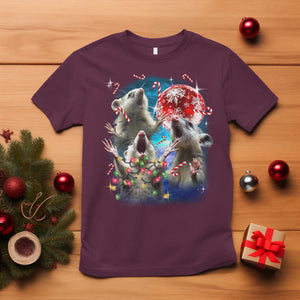 Possum Christmas T Shirt 3 Opossum Possum Funny Weird Cursed Meme TS10 Maroon Print Your Wear