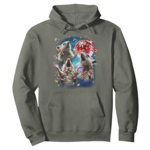 Possum Christmas Hoodie 3 Opossum Possum Funny Weird Cursed Meme TS10 Military Green Print Your Wear