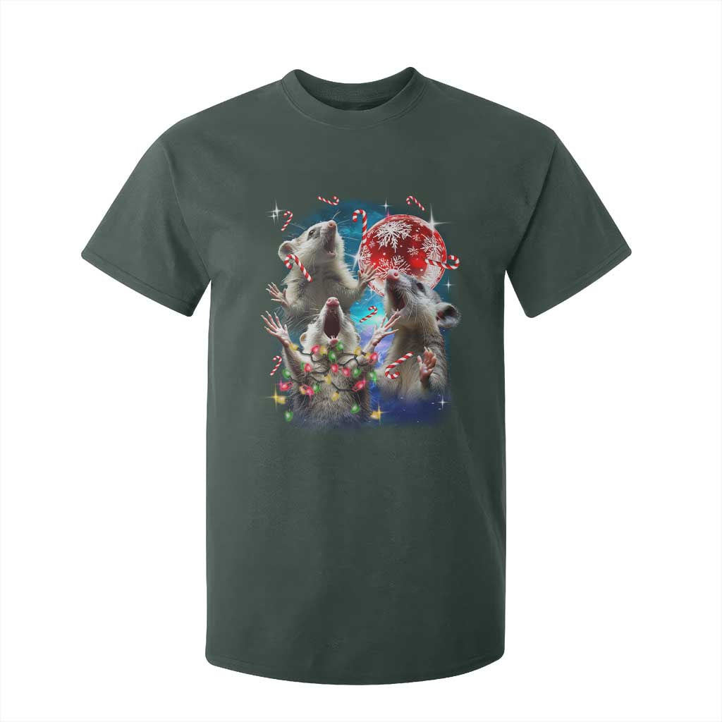 Possum Christmas T Shirt For Kid 3 Opossum Possum Funny Weird Cursed Meme TS10 Dark Forest Green Print Your Wear