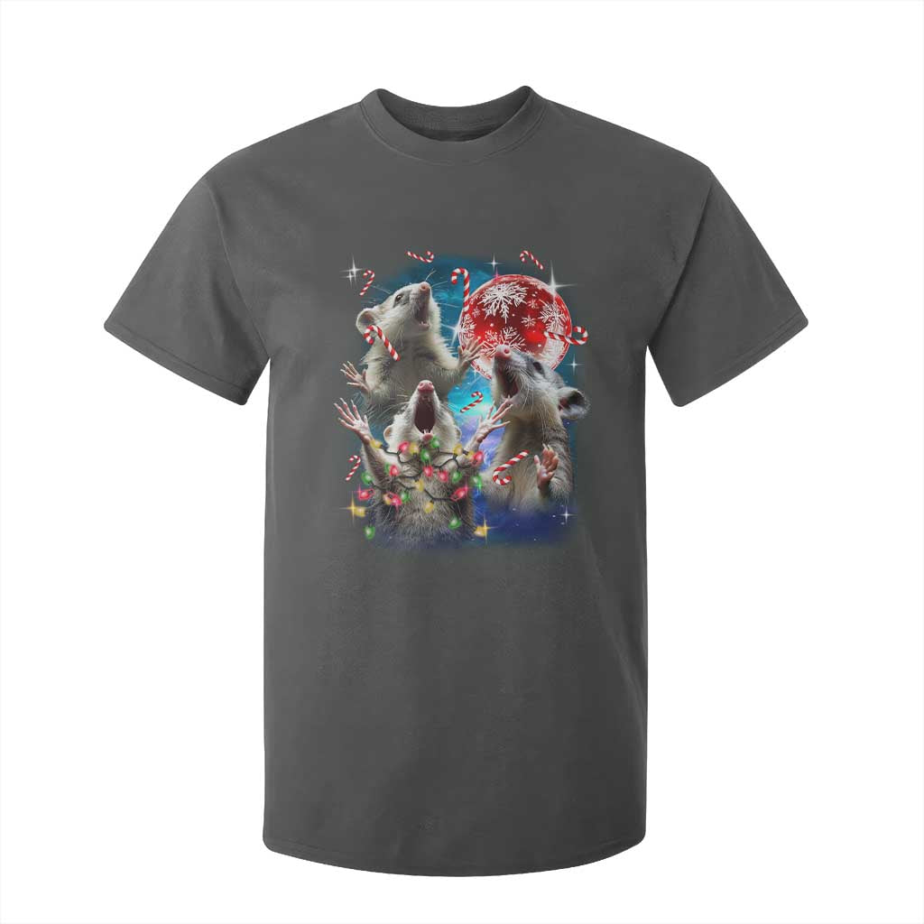 Possum Christmas T Shirt For Kid 3 Opossum Possum Funny Weird Cursed Meme TS10 Dark Heather Print Your Wear