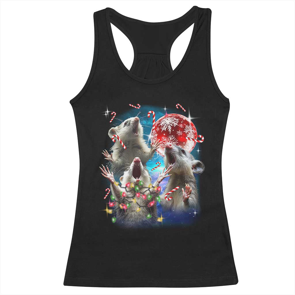Possum Christmas Racerback Tank Top 3 Opossum Possum Funny Weird Cursed Meme TS10 Black Print Your Wear