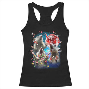 Possum Christmas Racerback Tank Top 3 Opossum Possum Funny Weird Cursed Meme TS10 Black Print Your Wear